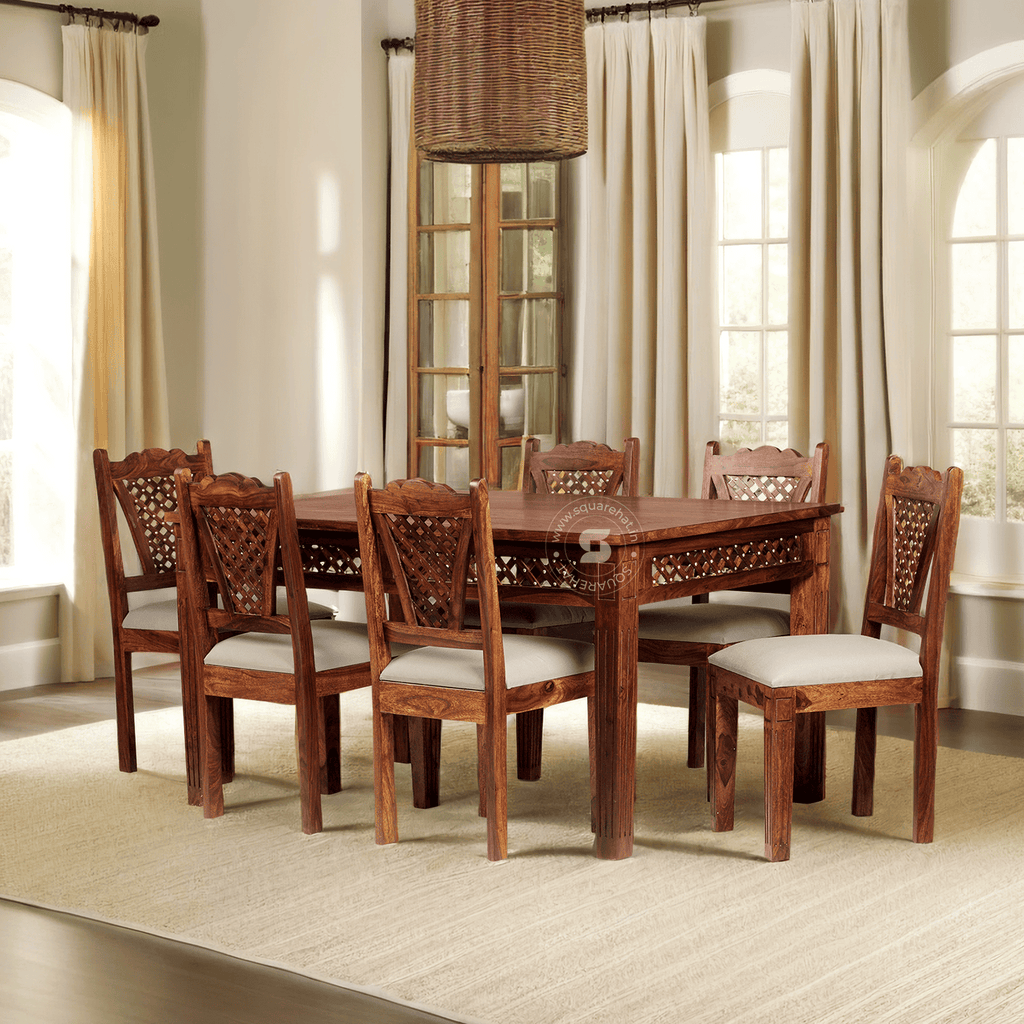 Exotic Solid Sheesham Wood 6 Seater Dining Table Set With 6 Chairs ...